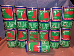 1976 Bicentennial 7 Up Cans - NJ ND MI NM NV LA NB NY NH MD NC ME MT Lot of 13